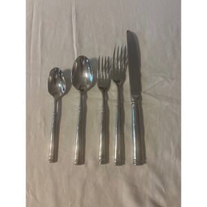 Fortessa Grand City Flatware Set 5 Piece Silver Stainless Steel Classic